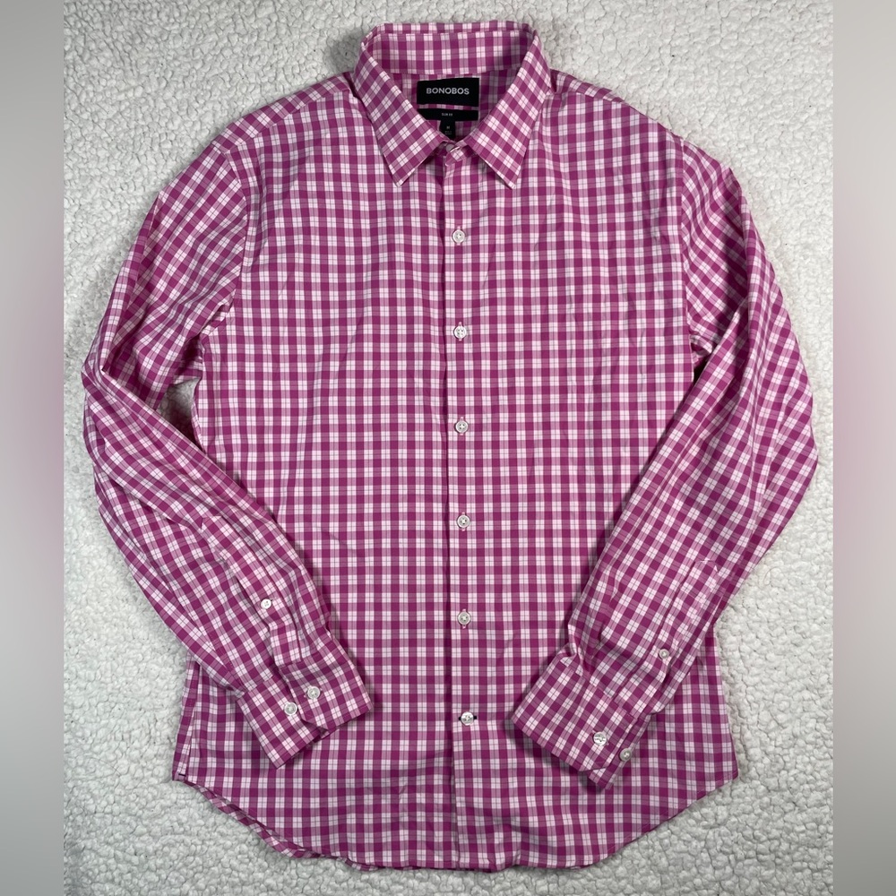 Bonobos Slim Fit Performance Button Up Shirt Pink… - image 1